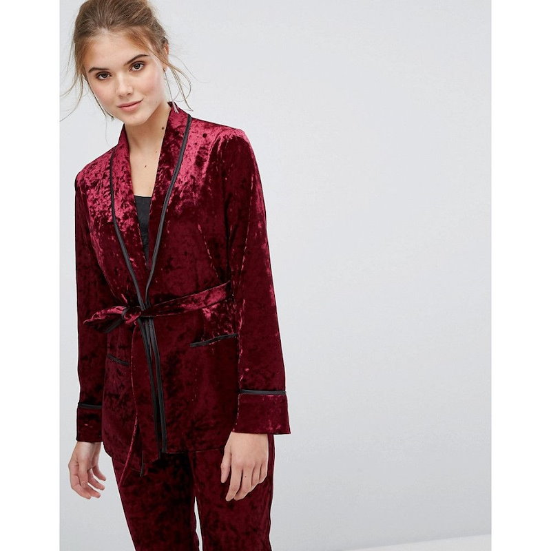 トルゥー ディカデンス レディース トップス【True Decadence Premium Crushed Velvet Tie Waist Suit Top】Burgundy トルゥー ディカデンス レディース トップス【True Decadence Premium Crushed Velvet Tie Waist Suit Top】Burgundy