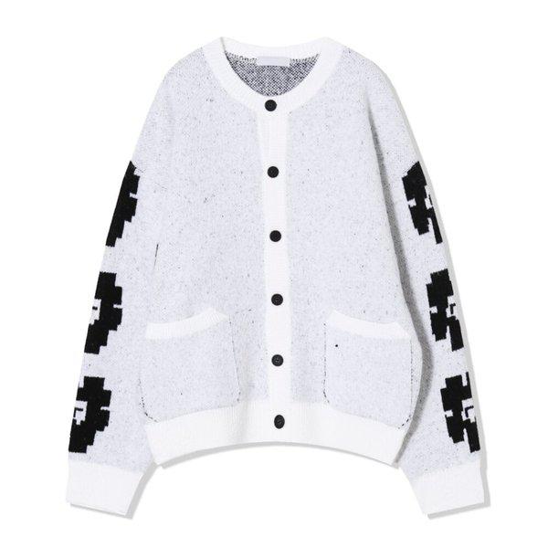 メンズ デイジー ポケット ラウンド ニット カーディガン AC-CA-Q047-アイボリー