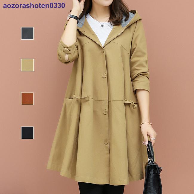 トレンチコート コート トレンチコート Aライン ロング丈 羽織り フード付き レディース アウター トレンチコート