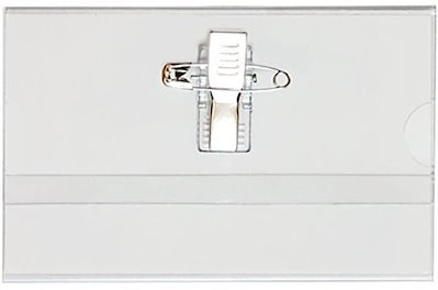 他サイト： 名刺型 名札 100枚セット 50枚入x2セット 安全ピン・クリップ両用タイプ GWM-100(100枚)の商品画像