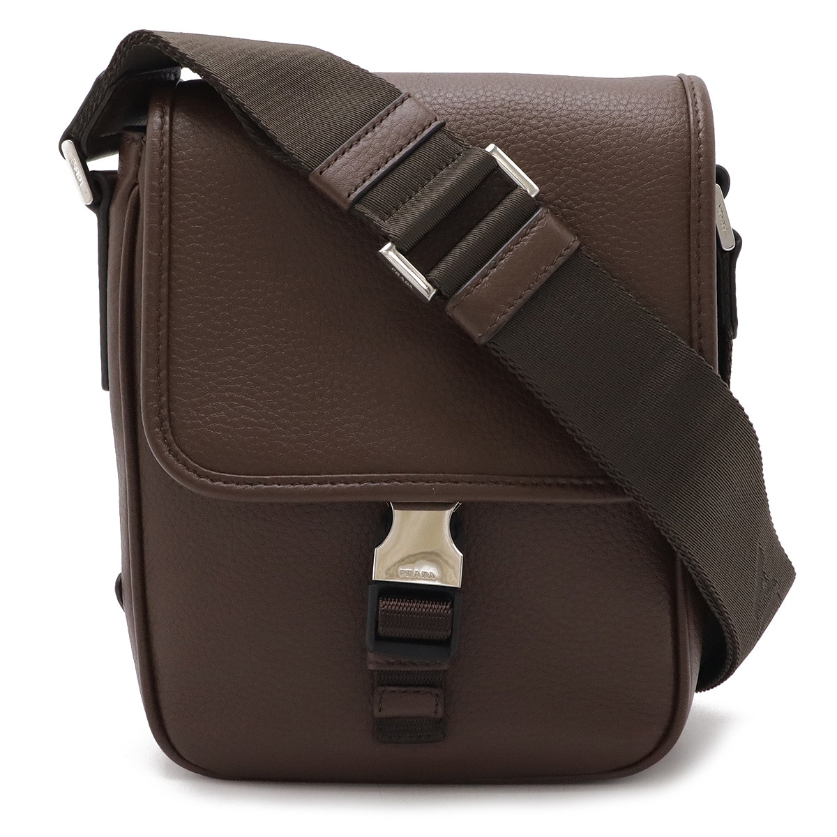 ショルダーバッグ ポシェット 斜め掛け レザー BRUCIATO 茶 ブラウン シルバー金具 国内アウトレット購入品 2VD02