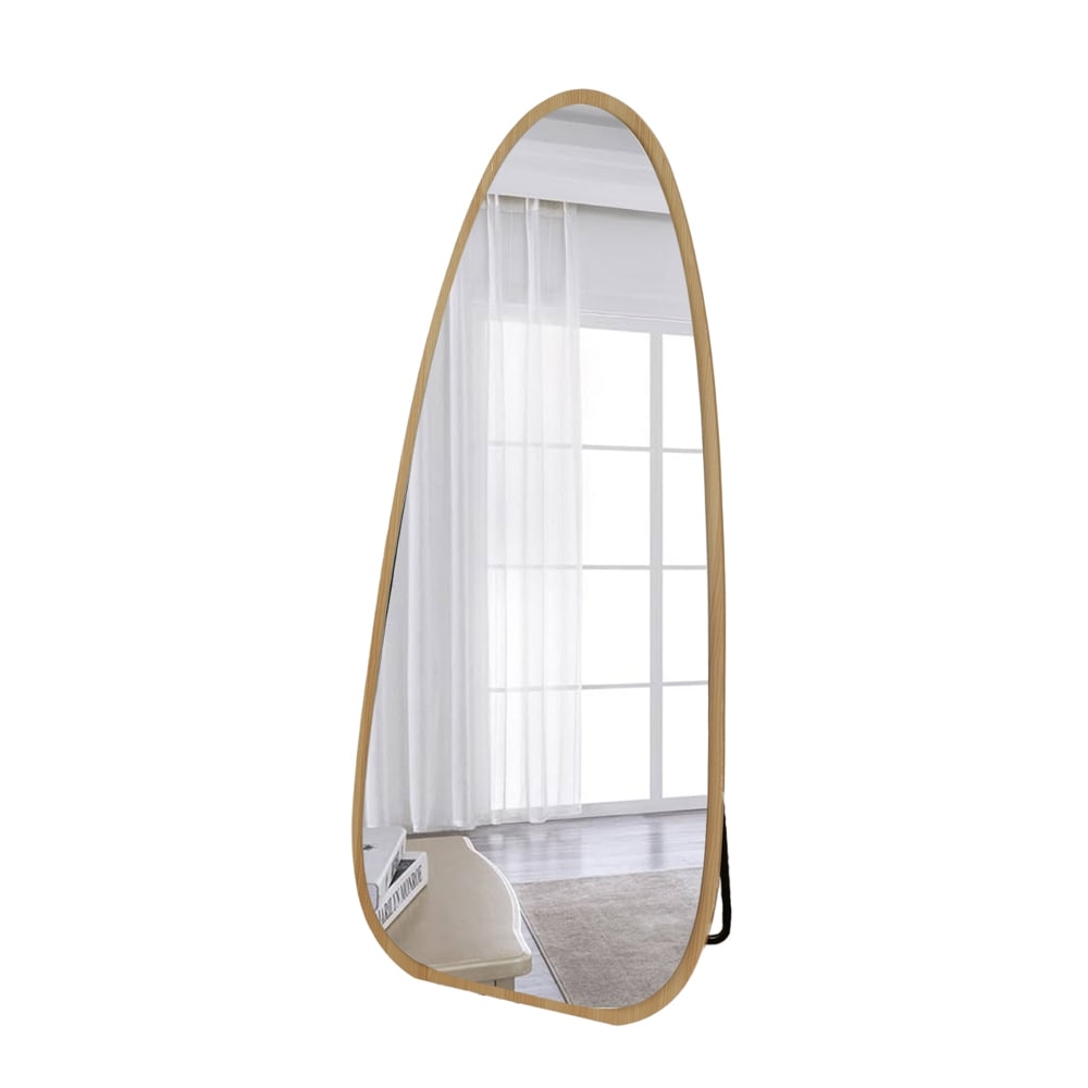 全身鏡 水滴型 姿見鏡 北欧 木目調 スタンドミラー 壁掛けミラー 立てかけ 姿見 鏡 ミラー おしゃれ 飛散防止 150*70CM ナチュラル