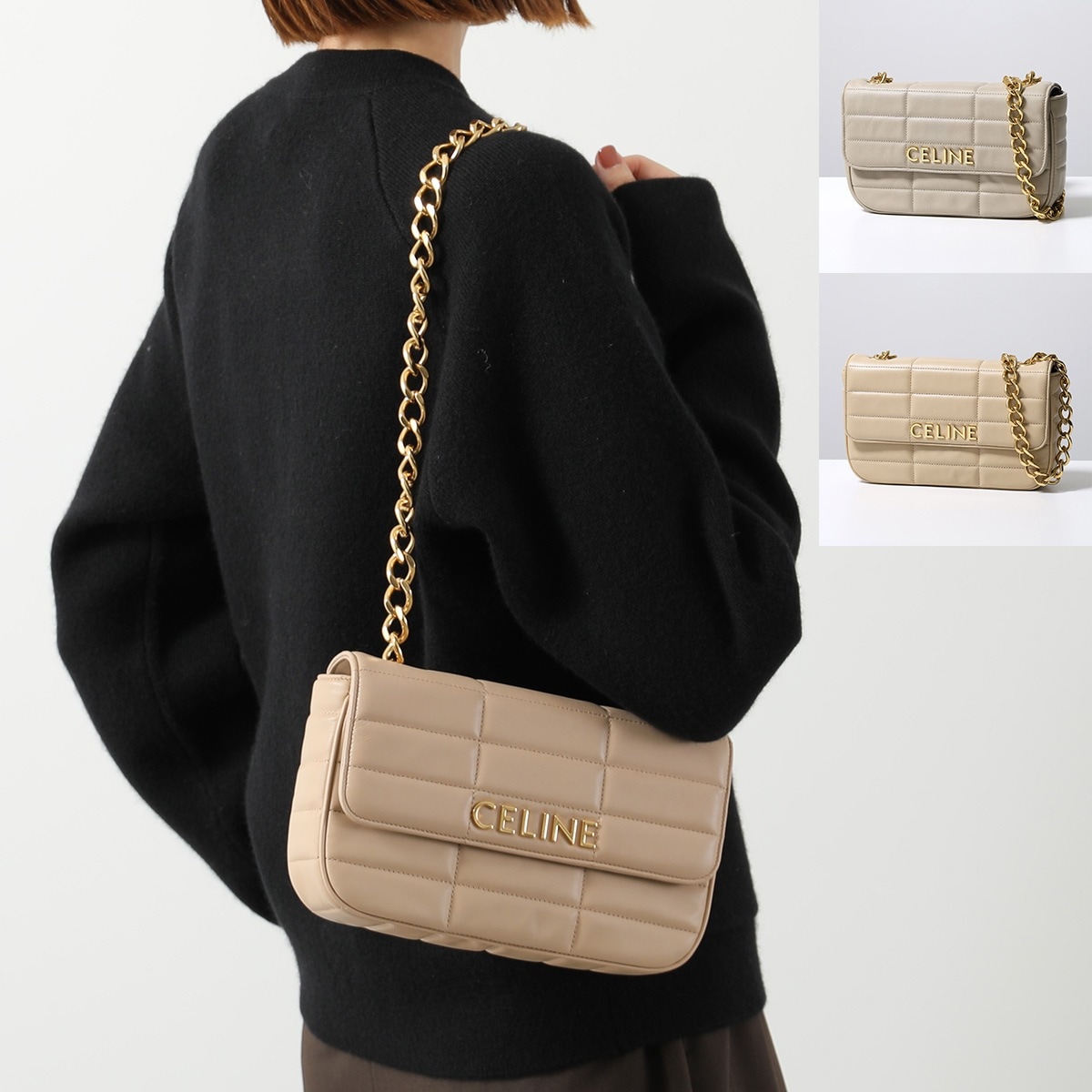 CELINE セリーヌ ショルダーバッグ 111273EPZ レディース キルティングレザー ロゴ 鞄 カラー2色