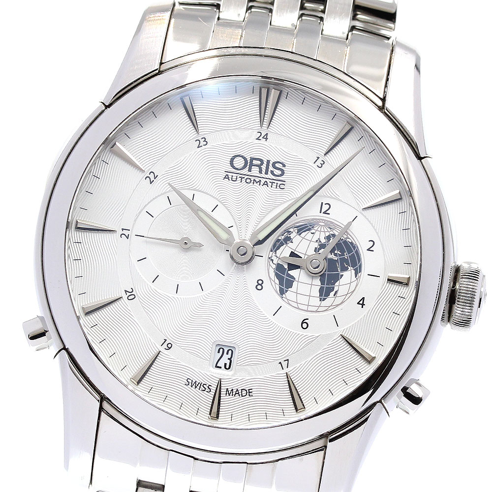 オリス ORIS 01 690 7690 4081 アートリエ グリニッジ ミーン タイム リミテッドエディション 自動巻き メンズ 箱・保証書付き_832431【中古】