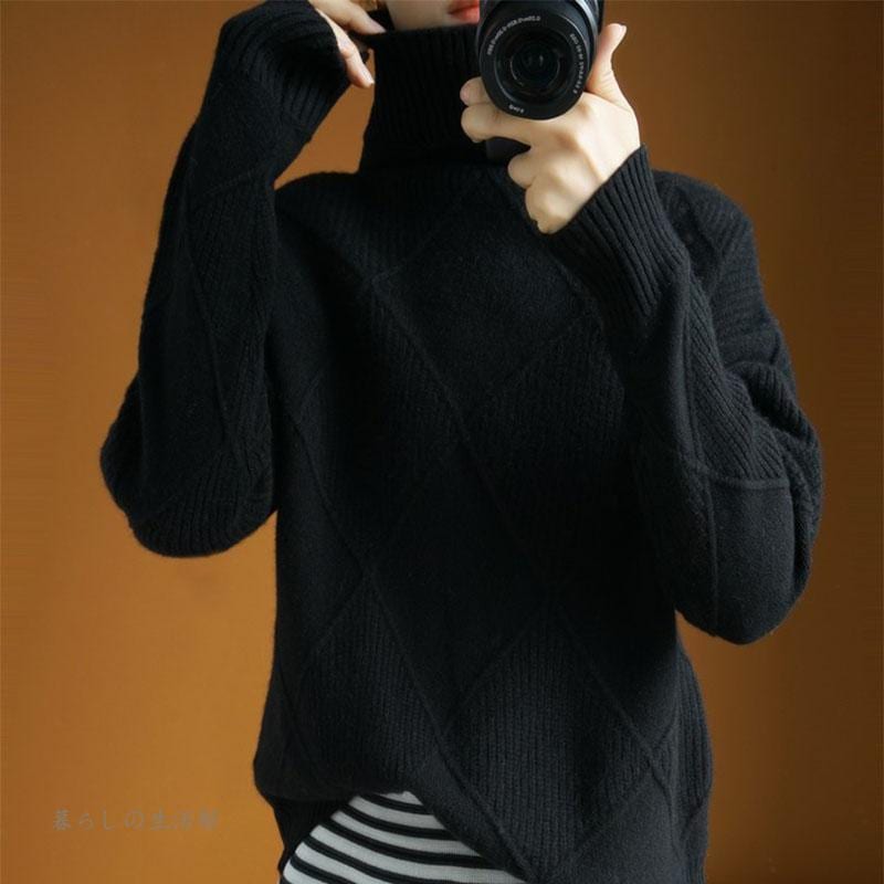 セーター レディース 丸首 ニットセーター タートルネック 長袖 プルオーバートップス シンプル 体型カバー 無地 通勤 春秋 カジュアル 6,803円