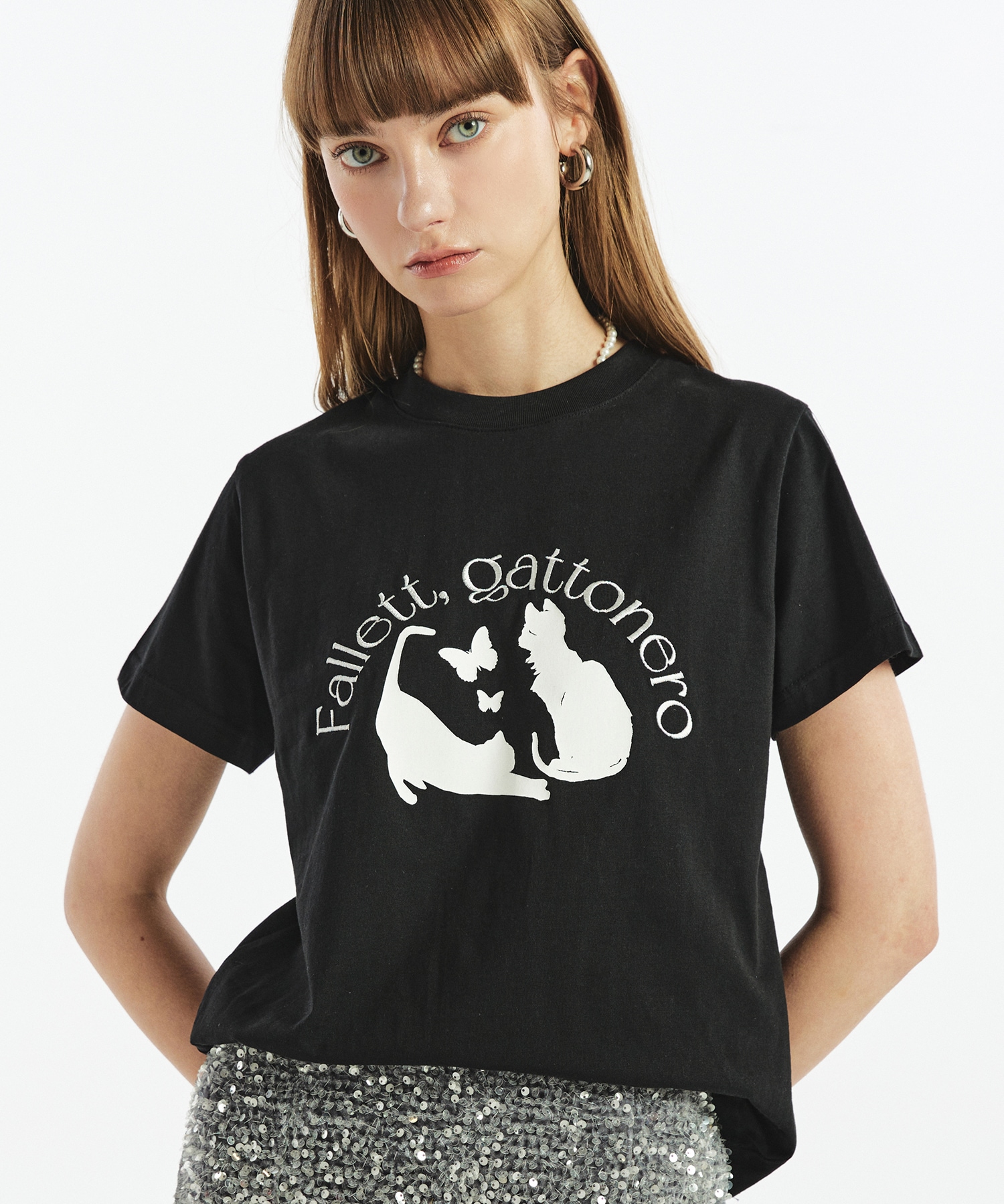 ファレット (返品無料) ネロフライショートスリーブ T シャツ (ブラック)