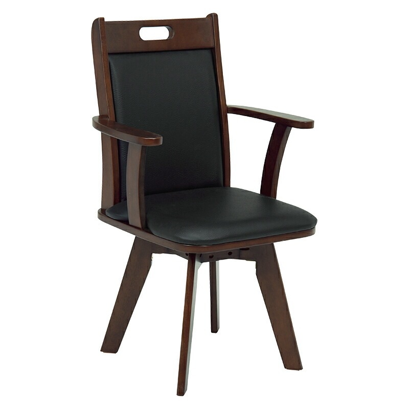 回転ダイニングチェア（ブラック）　VC-7594BK肘掛け付きで立ち座りしやすい回転式ダイニングチェア