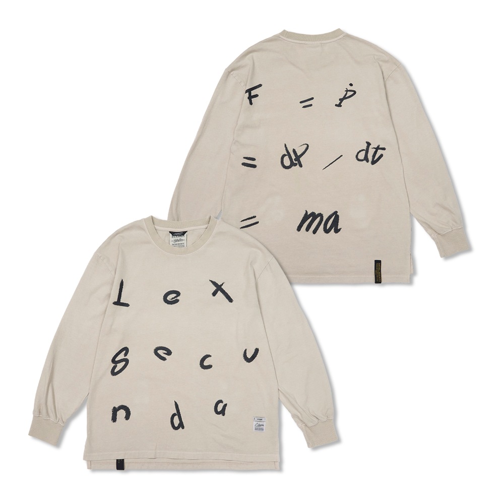 Lexsecunda Vintage-Like Oversized Long Sleeves T-Shirts Beige
