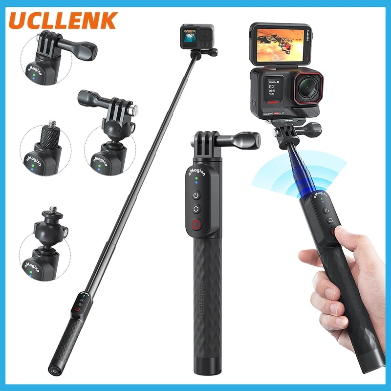 ユニバーサルリモコン自撮り棒,gopro,insta360,x4,ace pro,one r,rs,heroシリーズ,携帯電話用の拡張自撮り棒