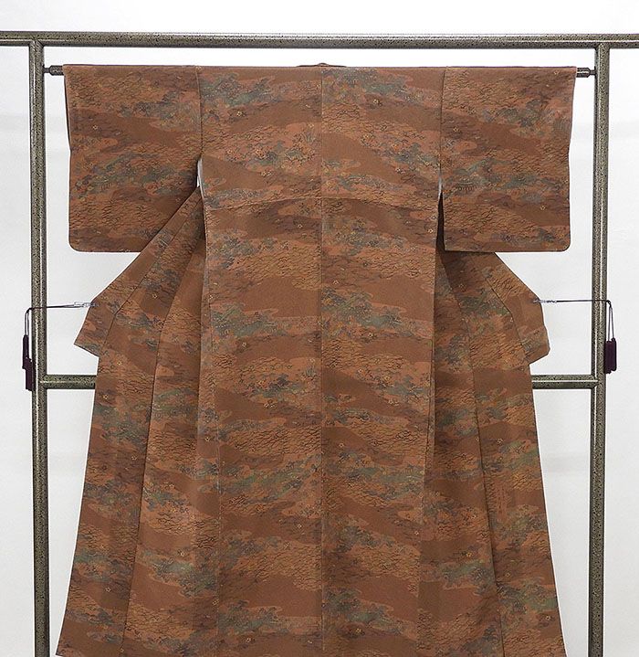 小紋 正絹 二代目南部幸雄作 霞茶屋辻模様 身丈152cm 裄丈62.5cm 小紋 良品 リサイクル 着物 c4037