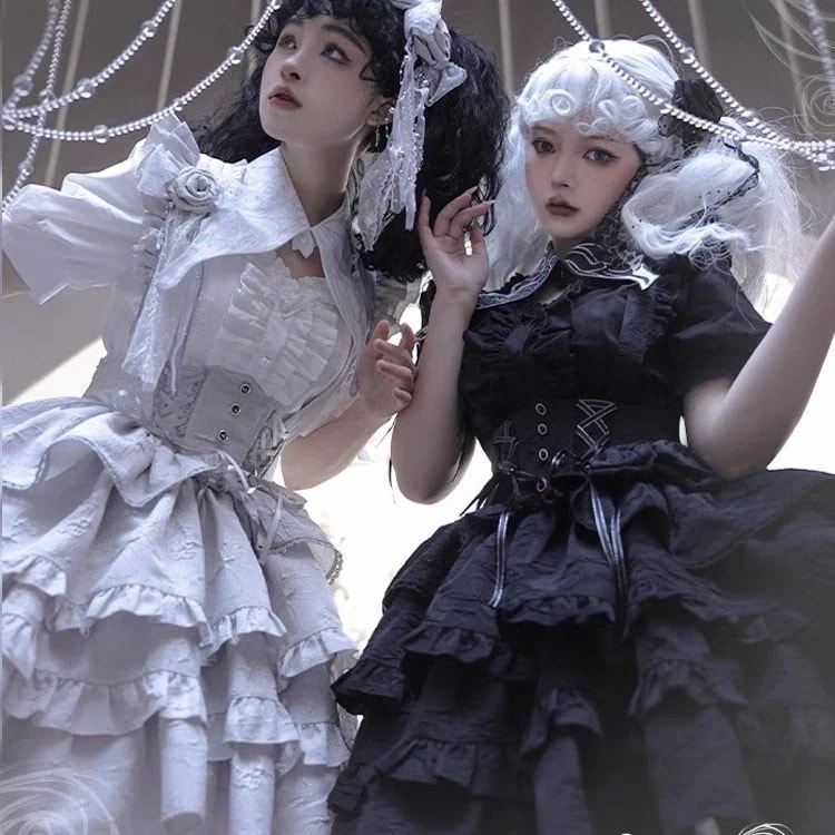 人気のロリータSALE 薔薇のプロローグskビート販売機ゴシック風ロリータフィッシュボーンショートハロウィンロリータワンピース公演着 ドレス