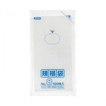 ジャパックス LD規格袋 厚み0.030mm No.8 透明 100枚×10冊×10箱 K-08