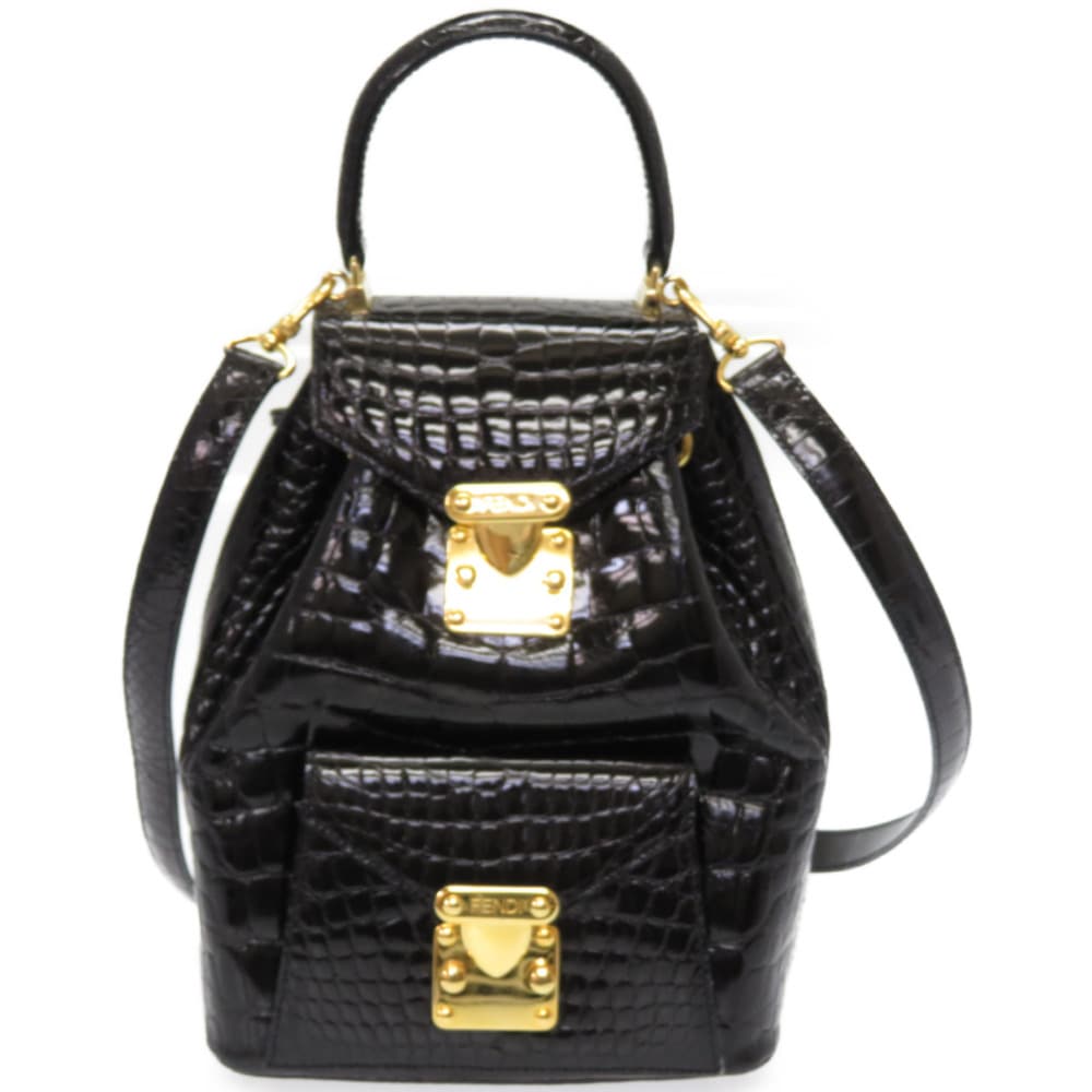 美品 クロコ リュック ヴィンテージ リュックデイパック クロコダイル/クロコダイル ブラック 0030【中古】 レディース 154,000円