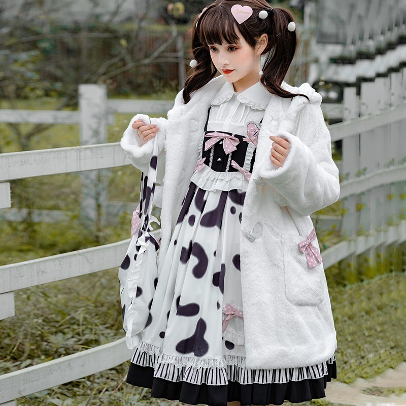 在库限りです! 返品交換なし正規品デザインミルクプリンlolitaロリータサスペンダーワンピースプルオーバー秋冬甘さ