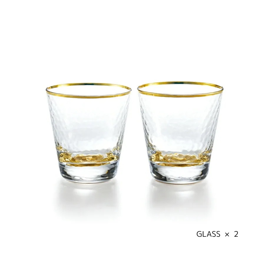 ペア グラス カップ コップ 2個セット 18K ゴールド 300ml 凹凸グラス シャルマン 結婚祝い プレゼント