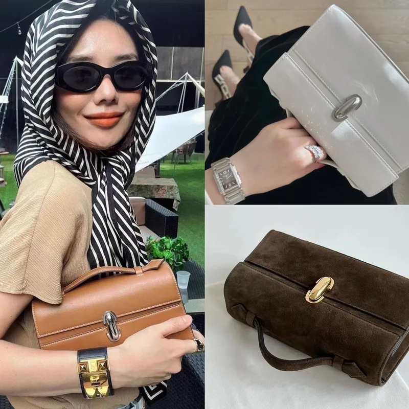 韓国のファッション-女性用本革ハンドバッグ,小型四角いひもバッグ,フランスのミニマリスト牛革バッグ,高感度キャリングバッグ