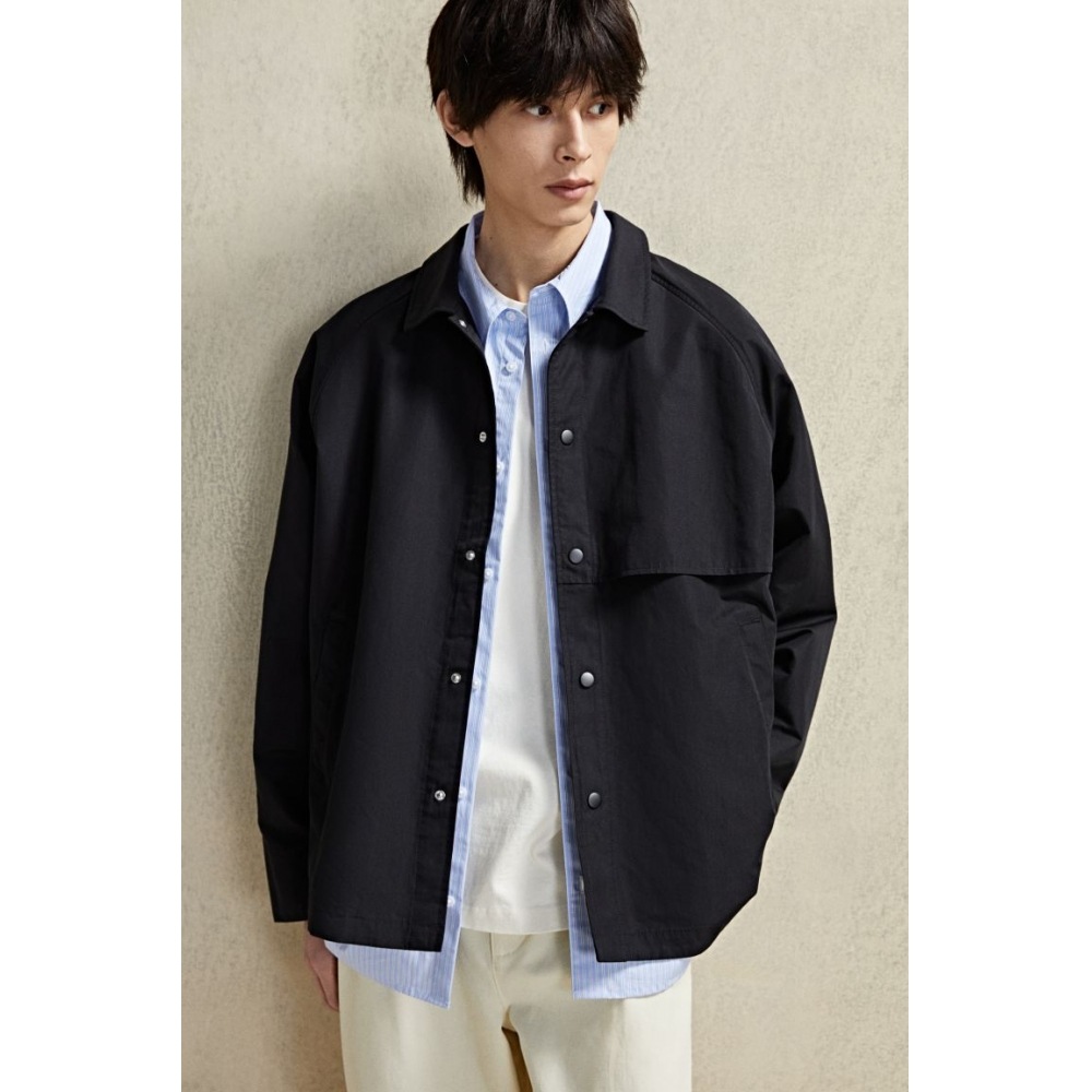 H&M ルーズフィットシャツジャケットブラック