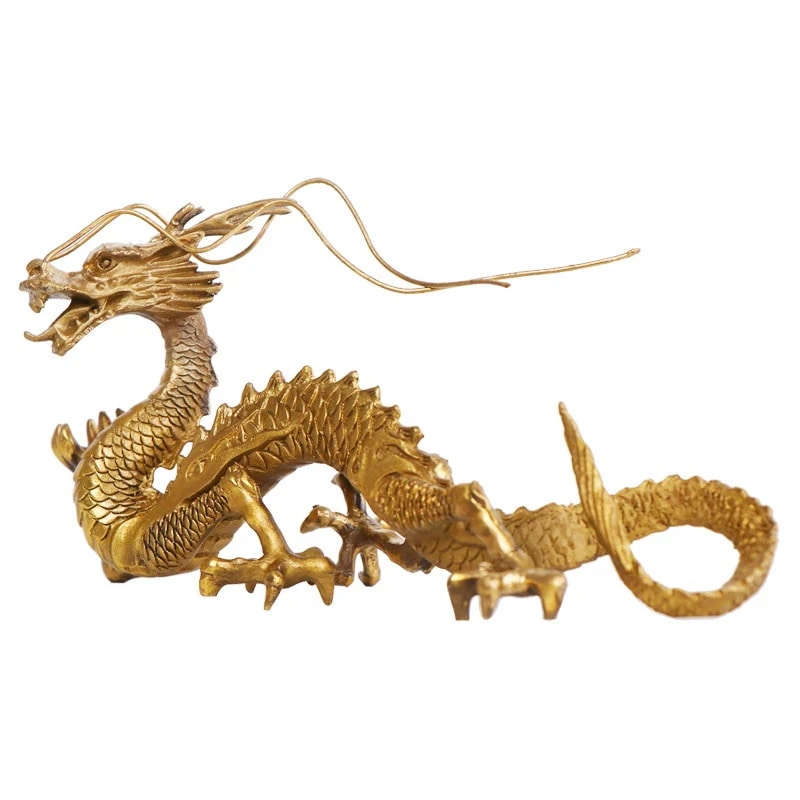 置物 龍 風水 辰 竜 長髭 クリスタル 五本爪 真鍮 ブロンズゴールド 龍の置物 ドラゴン アイテム 龍神 パワースポット 開運 金運 財産運 出世運