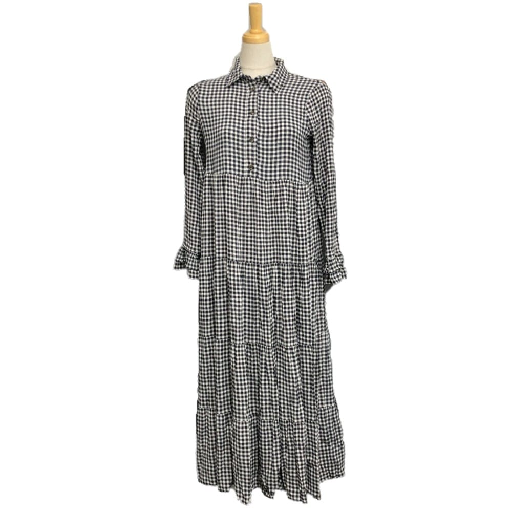 GANNI ガニー ワンピース チェック柄 ロングワンピース アパレル 服 コットン ブラック
