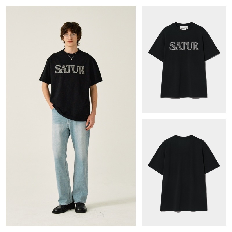 [韓国人気] SATUR★W's Logo Cross Stitch T-Shirt★半袖Tシャツ 韓国人気] SATUR☆W's Logo Cross Stitch T-Shirt☆半袖Tシャツ