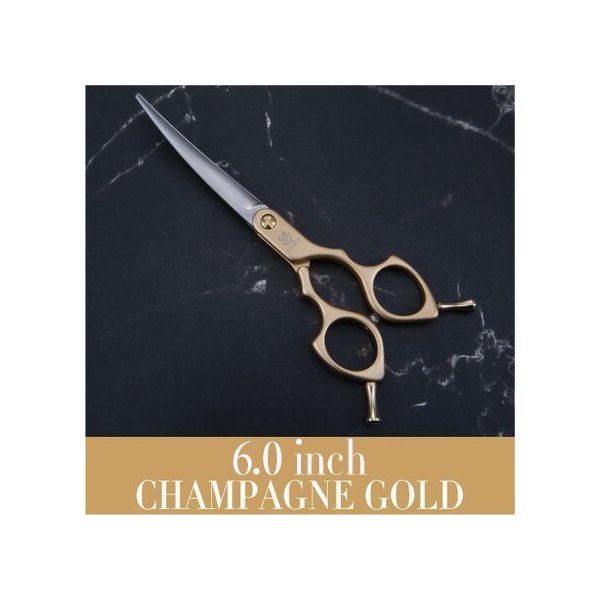 フェニスプロフェッショナルカラフルな6.5インチ湾曲グルーミングはさみペットシザー犬用猫 6.0 champagne