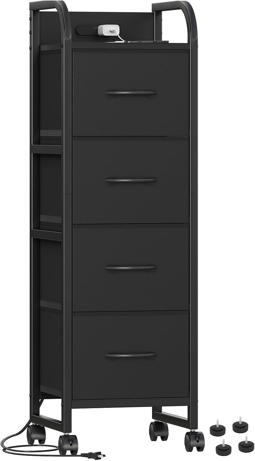 収納チェスト スリム コンセント付き 幅31×奥行29×高さ104cm 隙間収納 キャスター付き 引き出し 耐震 転倒防止 コンパクト 省スペース デッドスペース おしゃれ インテリア