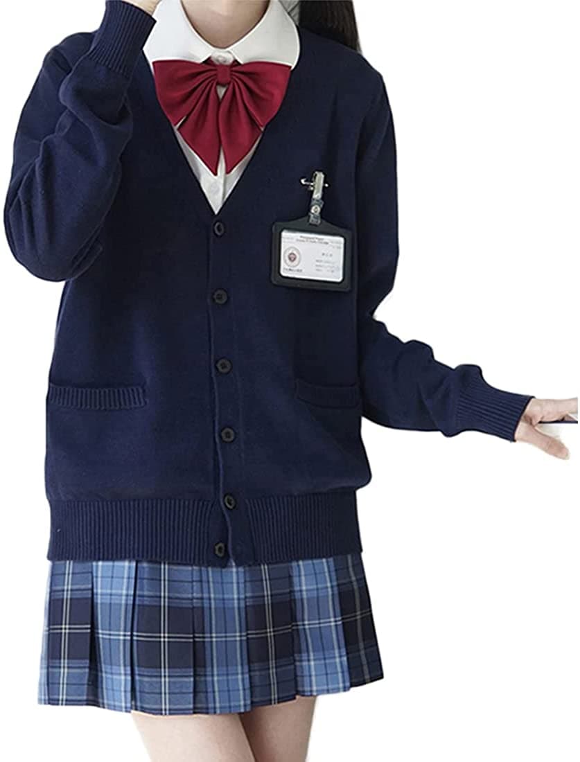 スクールカーディガン 女子 制服 スクールセーター カーディガン 学生 無地 Vネック ゆったり 通