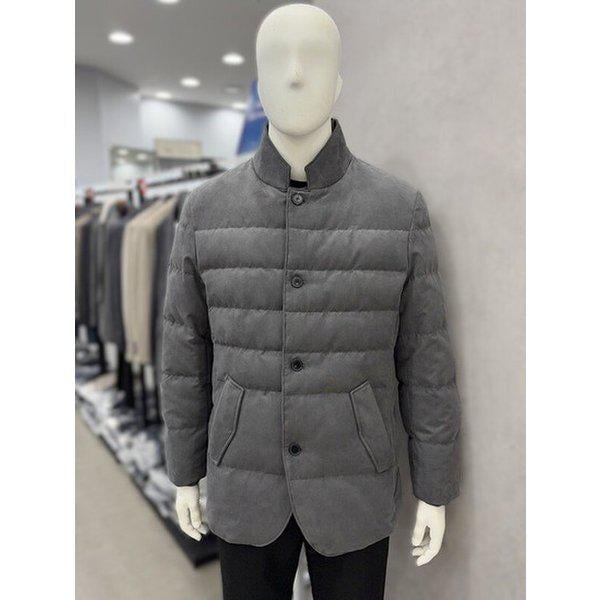 メンズ冬スタンドカラーグースダウンパッド入りグレイスエードスエードジャケット型ショートハーフジャンパー