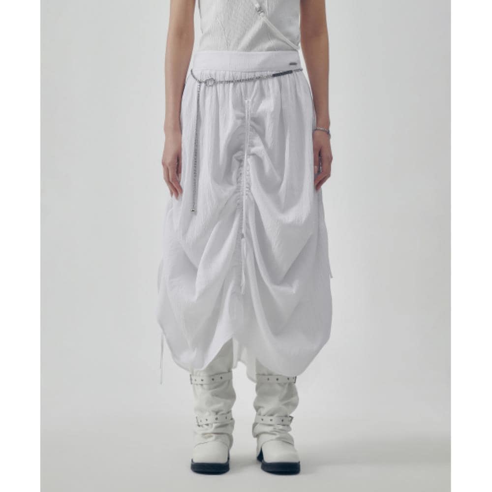 TREEMINGBIRD Soft Shirring Skirt White TM2535SK008MWH