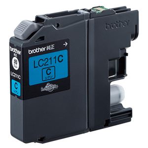 （まとめ） ブラザー BROTHER インクカートリッジ シアン LC211C 1個 (×4セット)