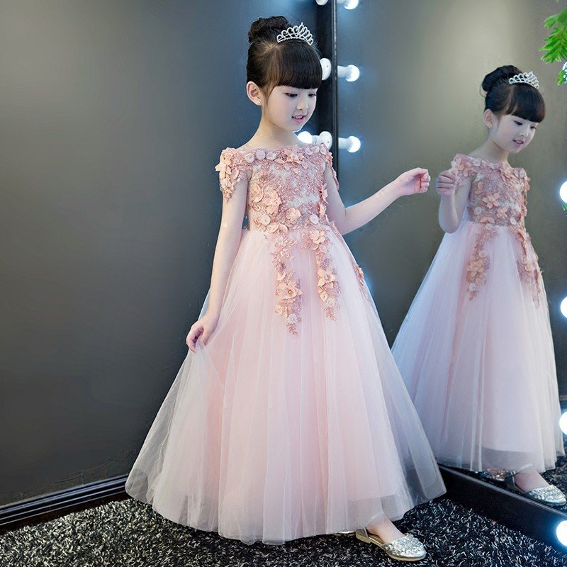 子供ドレス フラワーガールドレス ピアノ発表会 女の子 ロング レース キッズフォーマル ドレス 子