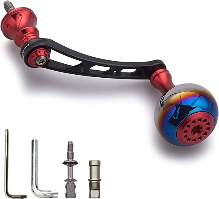 56mm リール ハンドル 30mmノブ搭載 シマノ SHIMANO ダイワ DAIWA 通用 スピニングリール Aurora Series( レッド(ノブ)＆ブラック(ハンドル))