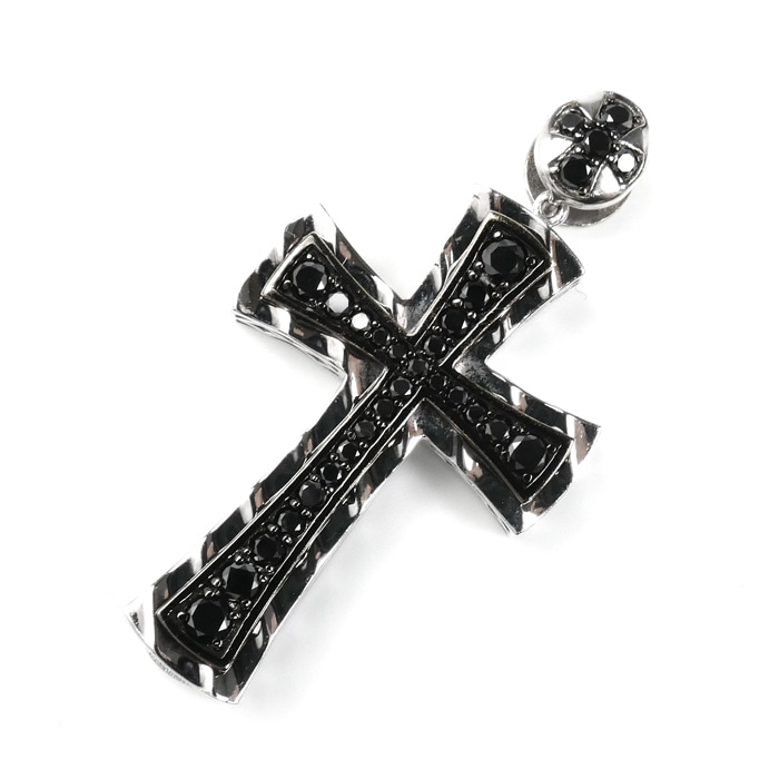 ゆきざき K18WG ホワイトゴールド YOBIKO・ヨビコ クロス ペンダントトップ W50109.12.9.67 ブラックダイヤモンド0.75ct 10.2g メンズ 中古 美品