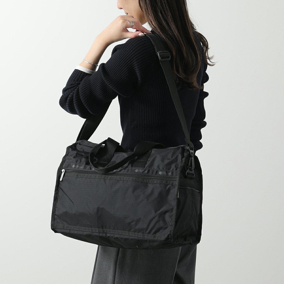 LeSportsac レスポートサック ボストンバッグ DELUXE MED WEEKENDER デラックス ウィークエンダー 4318 レディース 鞄 R086/RECYCLED-BLACK