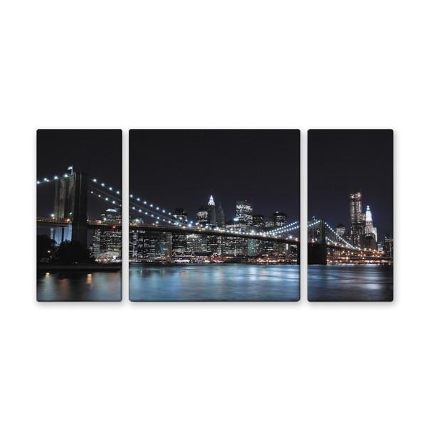 アート アートパネル 写真 3枚セット 60×30cm アートパネル 壁掛け キャンバス 3分割 おしゃれ インテリア 風景 ブルックリンブリッジ ニューヨーク 夜景