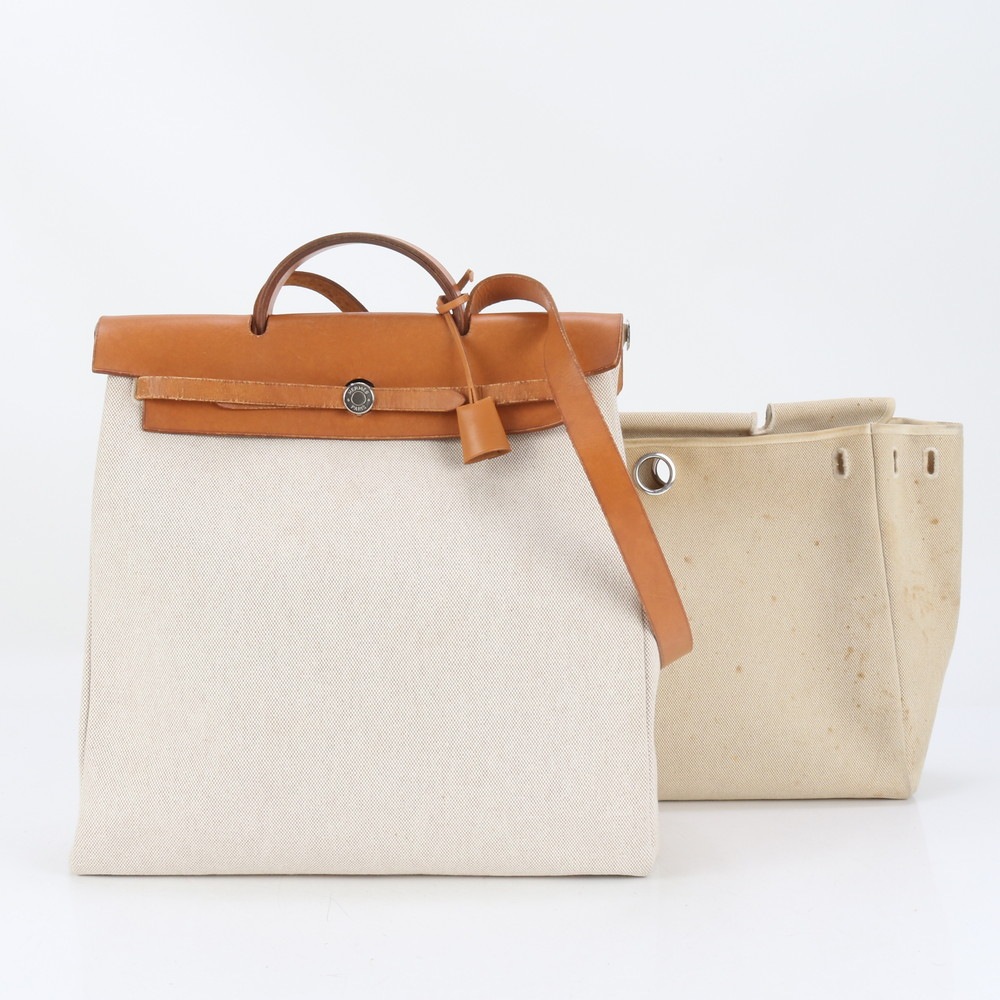 エールバッグ F 刻印 MM レザー×キャンバス 2WAY トート バッグ 斜め掛け ショルダー ビジネス 通勤 書類鞄 A4 メンズ EEE CP30-9 中古