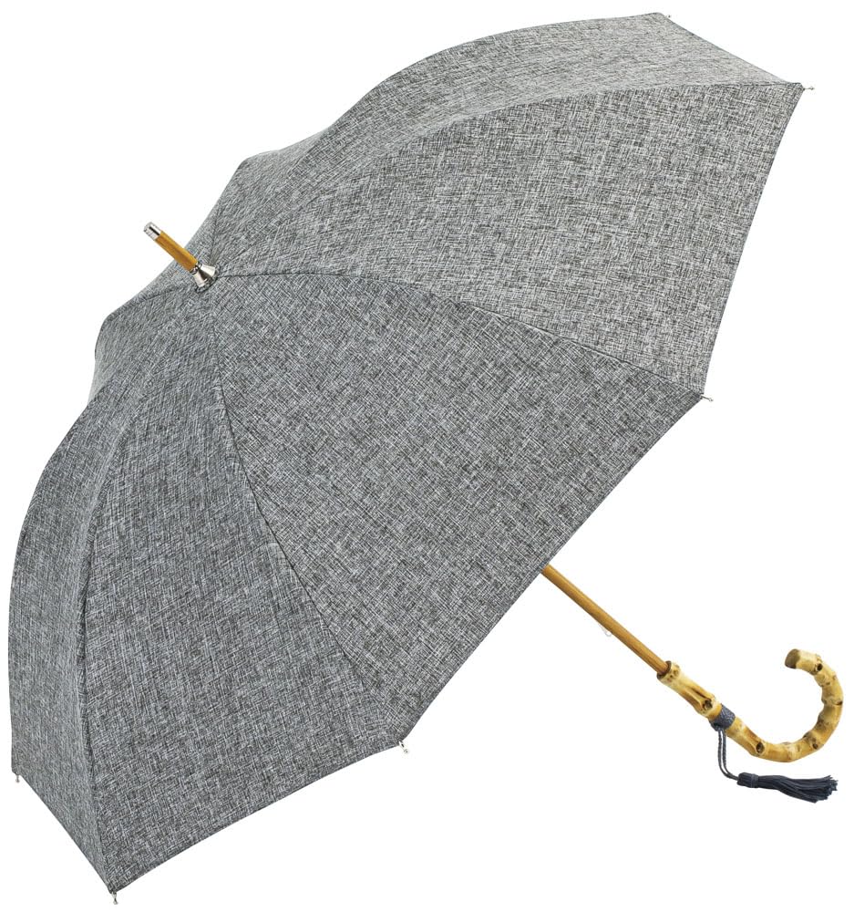 ビコーズ because 長傘 47cm UVカット約99% 日傘 ポリエステル バンブーハンドル 晴雨兼用 レディース 婦人傘 おしゃれ グレー 小さめ プレーンカラー