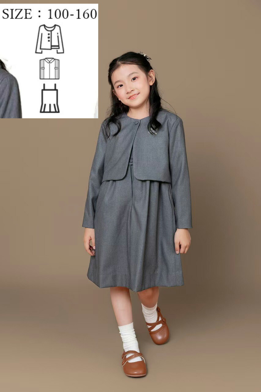 新作入荷 新発売 入学式 スーツ 女の子 ワンピース アンサンブル 卒園式 卒業式 ピアノ発表会 子供服 卒業スーツ フォーマル３点セット：ジャケット+ワンピース+シャツ セレモニースーツ 入学式 入