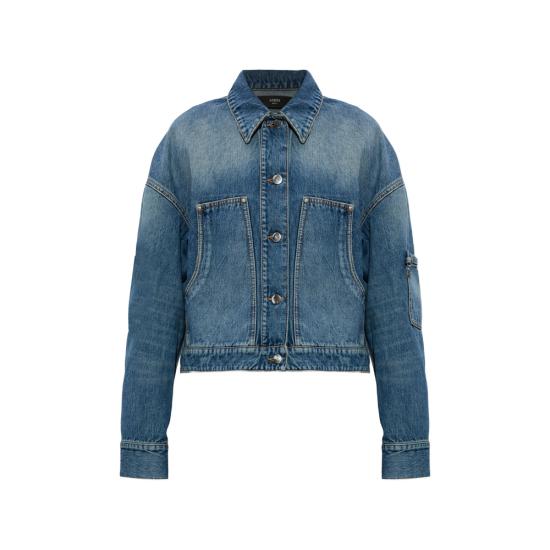AMIRI Women Denim Jackets AWOUJA1024 ANIND BLUE