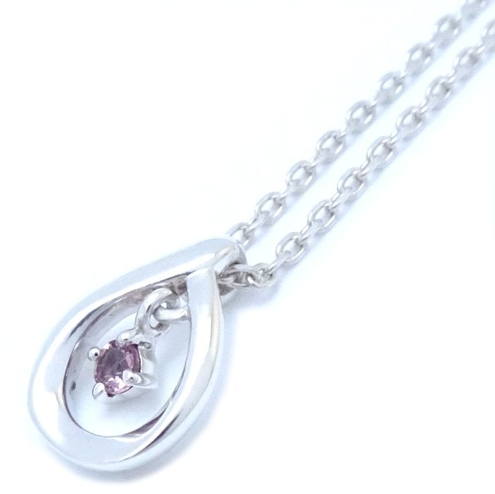 ティアドロップ ネックレス ピンク色 シルバー/292311【中古】