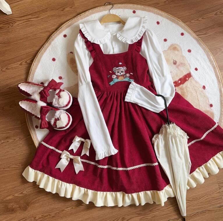 【新作登場 最安値!】124ロリータ 2点セットjsk ワンピース　ゴスロリ コスプレ メイド服 コスチューム 文化祭 学園祭 衣装 仮装 ハロウィン おすすめ 可愛い 長袖 ドレス　日常　写