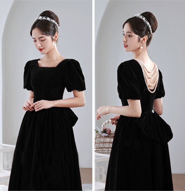 ドレス 大人 ピアノ 発表会 ロングドレス 演奏会 結婚式 母親 ドレス ピアノ発表会 黒 袖付き ワンピース 半袖 演奏会ドレス 演奏会用ドレス パーティードレス イブニングドレス ロング丈 大きい