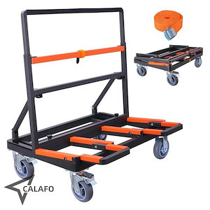 新作 ボード台車 運搬台車 折りたたみ 調整可能な荷台車 業務用 4輪 6インチ サイレントホイール 長尺物台車 輸送 ガラス 建設現場 建物 キャリーカート台車板運搬車