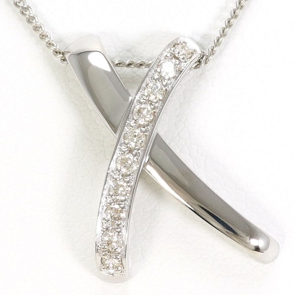 K18 18金 WG ホワイトゴールド PT850 ネックレス ダイヤ ジュエリー 中古