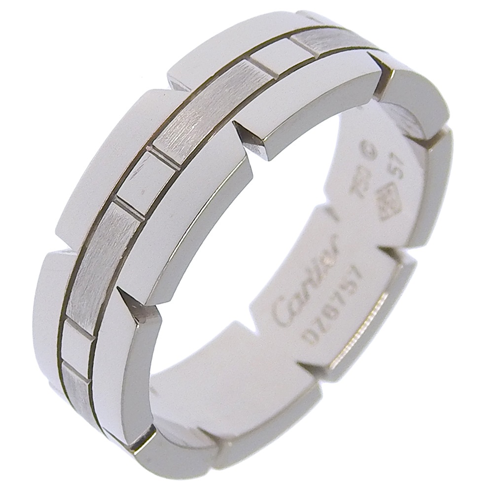 タンクフランセーズ リング・指輪 K18ホワイトゴールド 16.5号 約9.8g メンズ 中古品 A+ランク