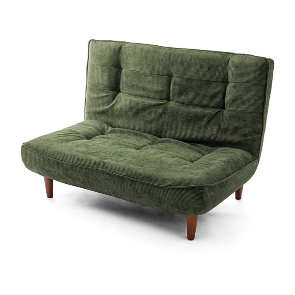 ハイバックソファー [2人掛 モスグリーン コーデュロイ] 約幅120cm リクライニング 脚付