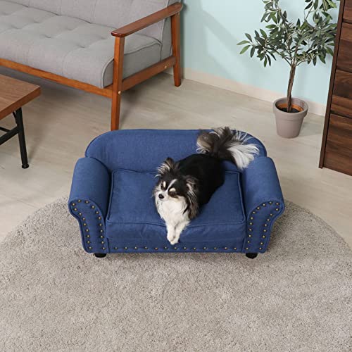 色：ブルー 不二貿易 ペットベッド ペットソファ 幅74*奥行41*高さ32.5* ブルー ファブリ