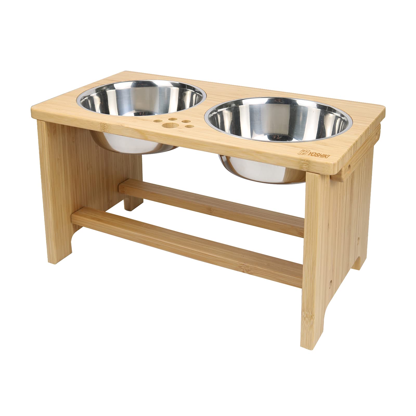 良木工房(YOSHIKI) 愛犬愛猫の食生活を快適に～ 竹製 ペット用食器台 犬 餌台 犬用 猫用 食器台 犬 餌台 犬猫えさ入れ ごはん皿 水入れ フードボウルスタンドセット (L) SDGs 脱