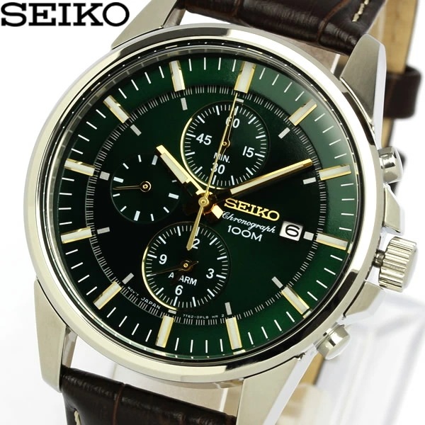 日本最大級 腕時計 SEIKO セイコー クロノグラフ SNAF09P1 海外モデル ダイアル グリーン メンズ メンズ腕時計