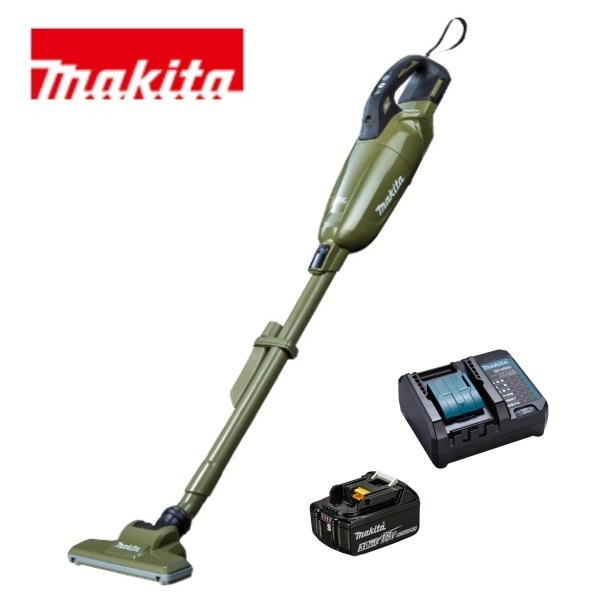 当店だけ！バッテリー充電器も1年保証! マキタ コードレス掃除機 18V カプセル式 オリーブ CL284FDZO + バッテリー BL1830B + コンパクト充電器DC18WC 充電式 クリーナー